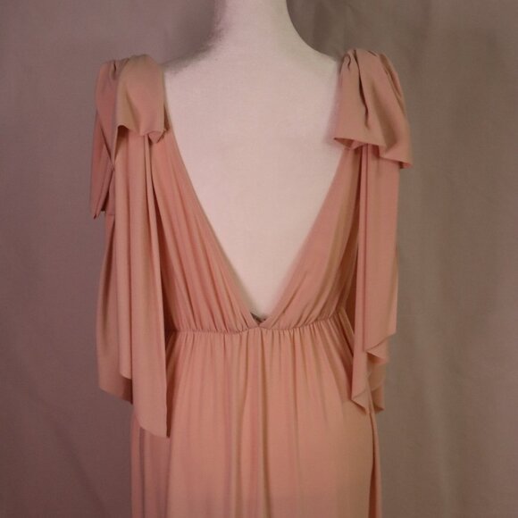ASOS V Neck + Back Blush Pink Draped Maxi Gown - Picture 2 of 5